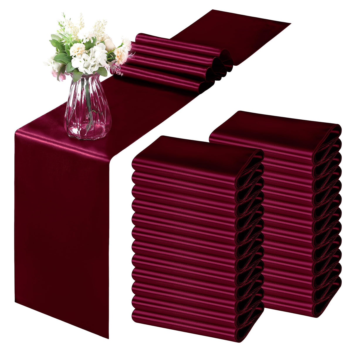 Horbaunal 24 Pack Sage Green Satin Table Runner 12 x 108 Inch