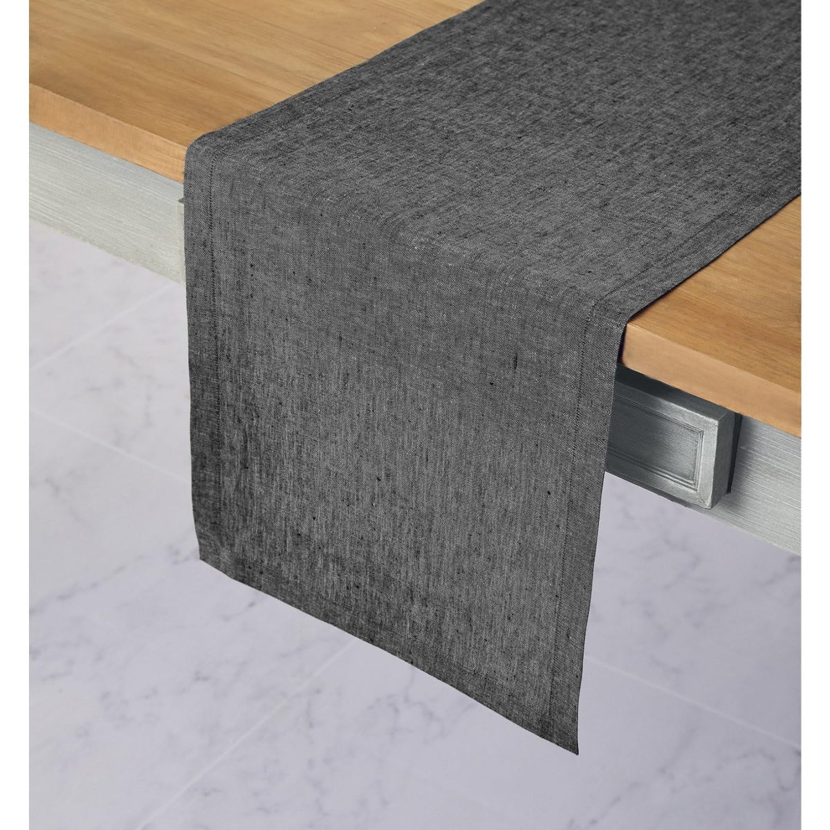 Solino Home 100% Pure Linen Table Runner Natural Long, Athena 14 x 108 in