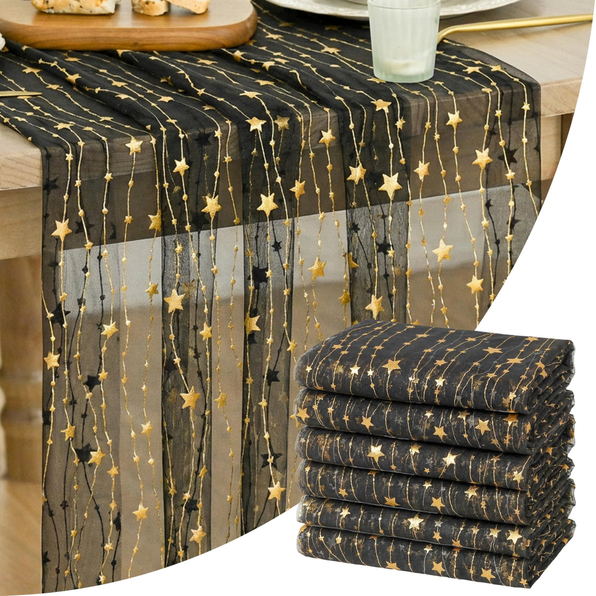 Artoid Mode Stars Pink Gauze Table Runner 10FT, Glitter Metallic Foil Sheer Dining Wedding Anniversary Holiday Birthday Table Decor for Home Party