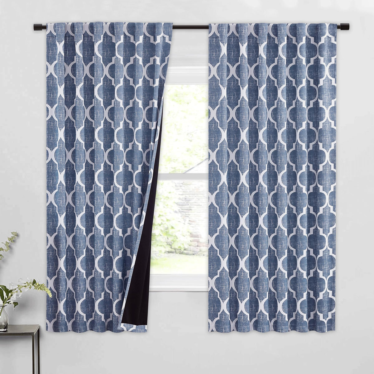 Beauoop Moroccan 100% Blackout Curtains Bedroom Brown Grey 50x84 2 Panels