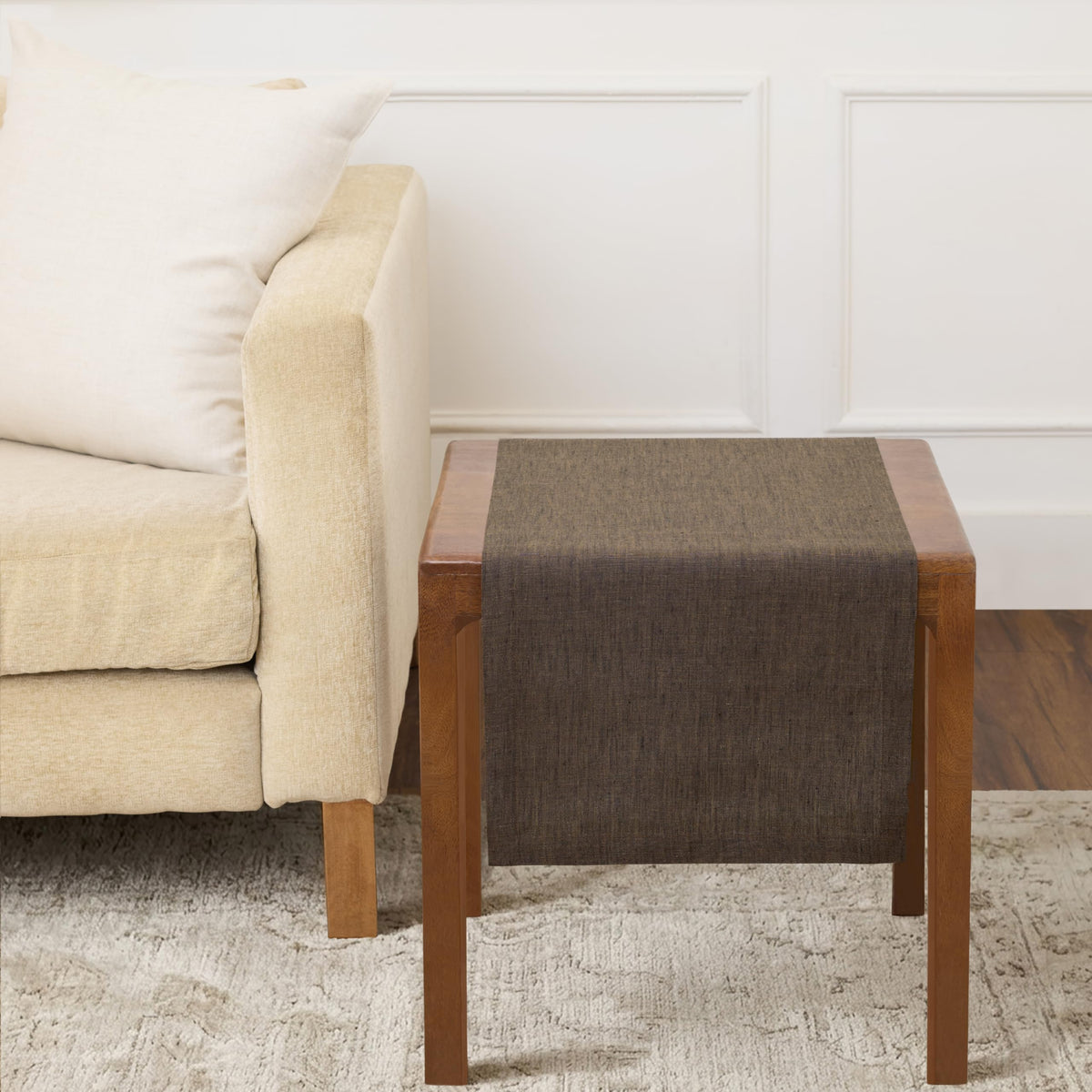 Solino Home 100% Pure Linen Table Runner Natural Long, Athena 14 x 108 in