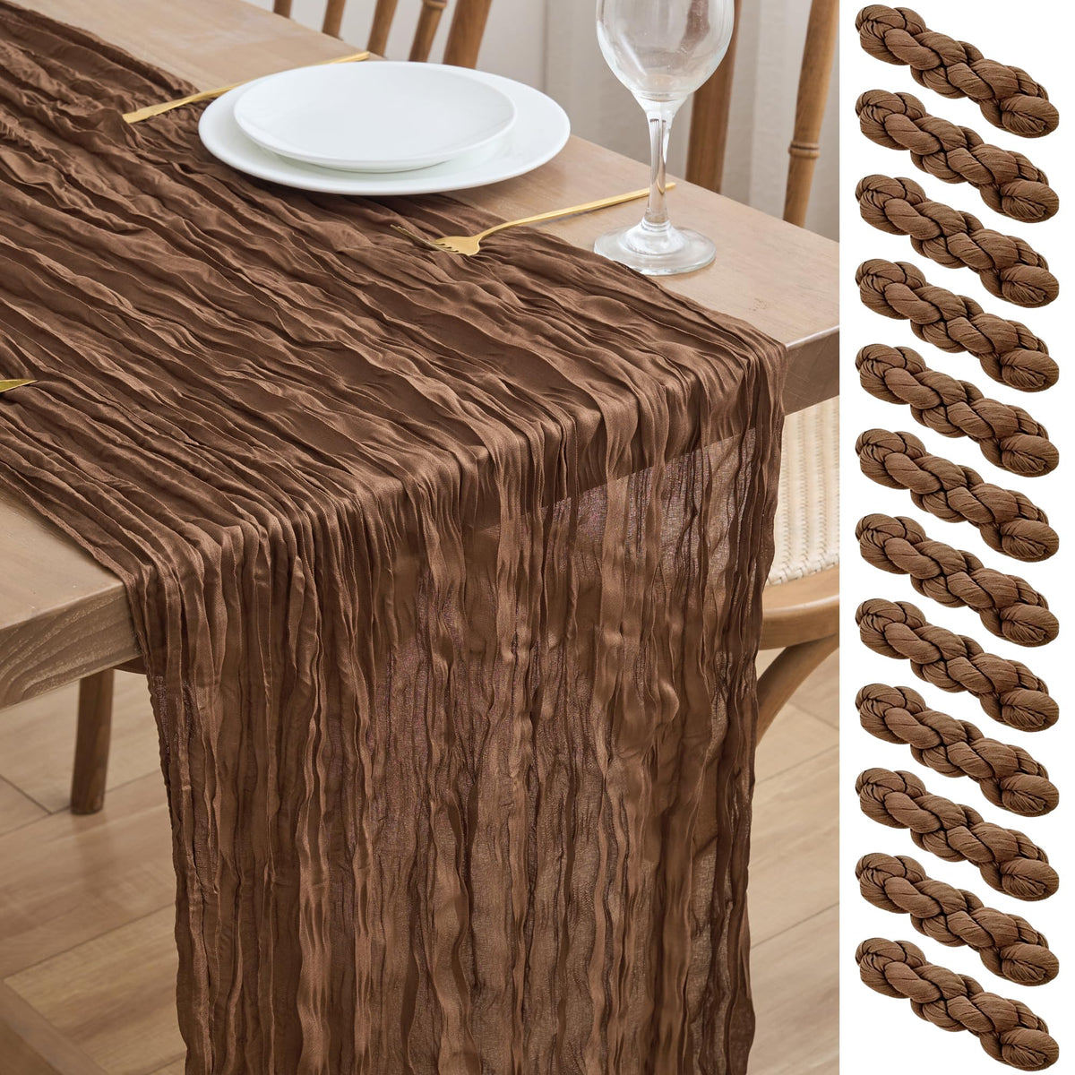 Asee'm Emerald Green Cheesecloth Table Runner Christmas Fall Rustic 10FT