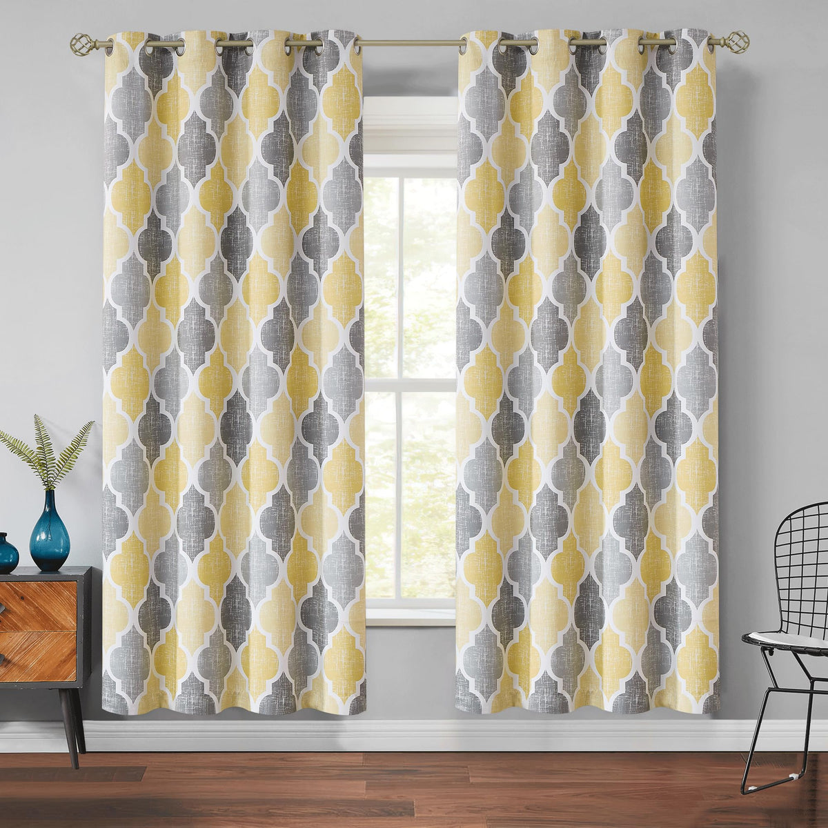Beauoop Moroccan 100% Blackout Curtains Bedroom Brown Grey 50x84 2 Panels