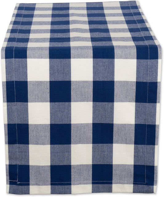 DII Buffalo Check Collection, Classic Farmhouse Table Runner, 14x72, Navy & Cream