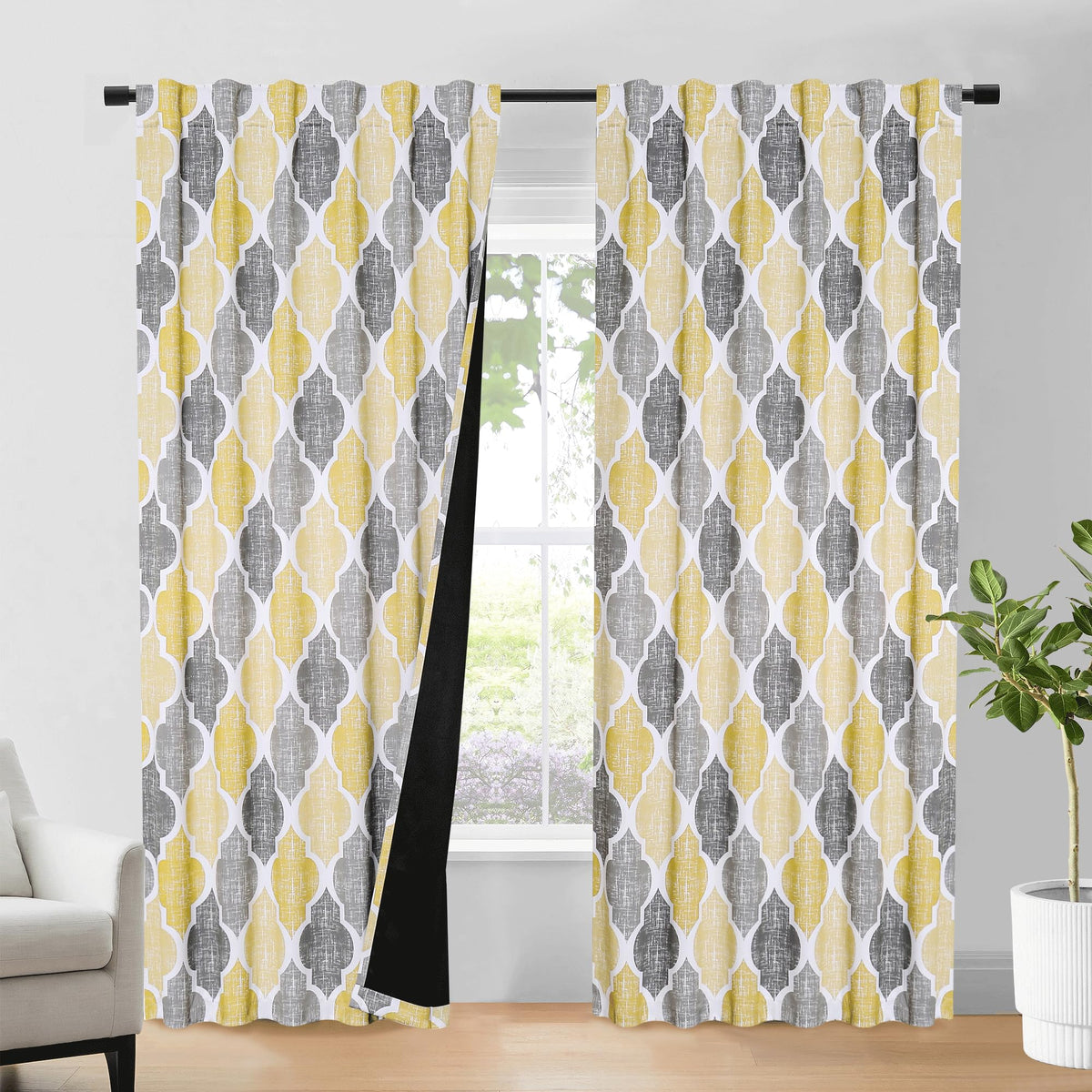 Beauoop Moroccan 100% Blackout Curtains Bedroom Brown Grey 50x84 2 Panels
