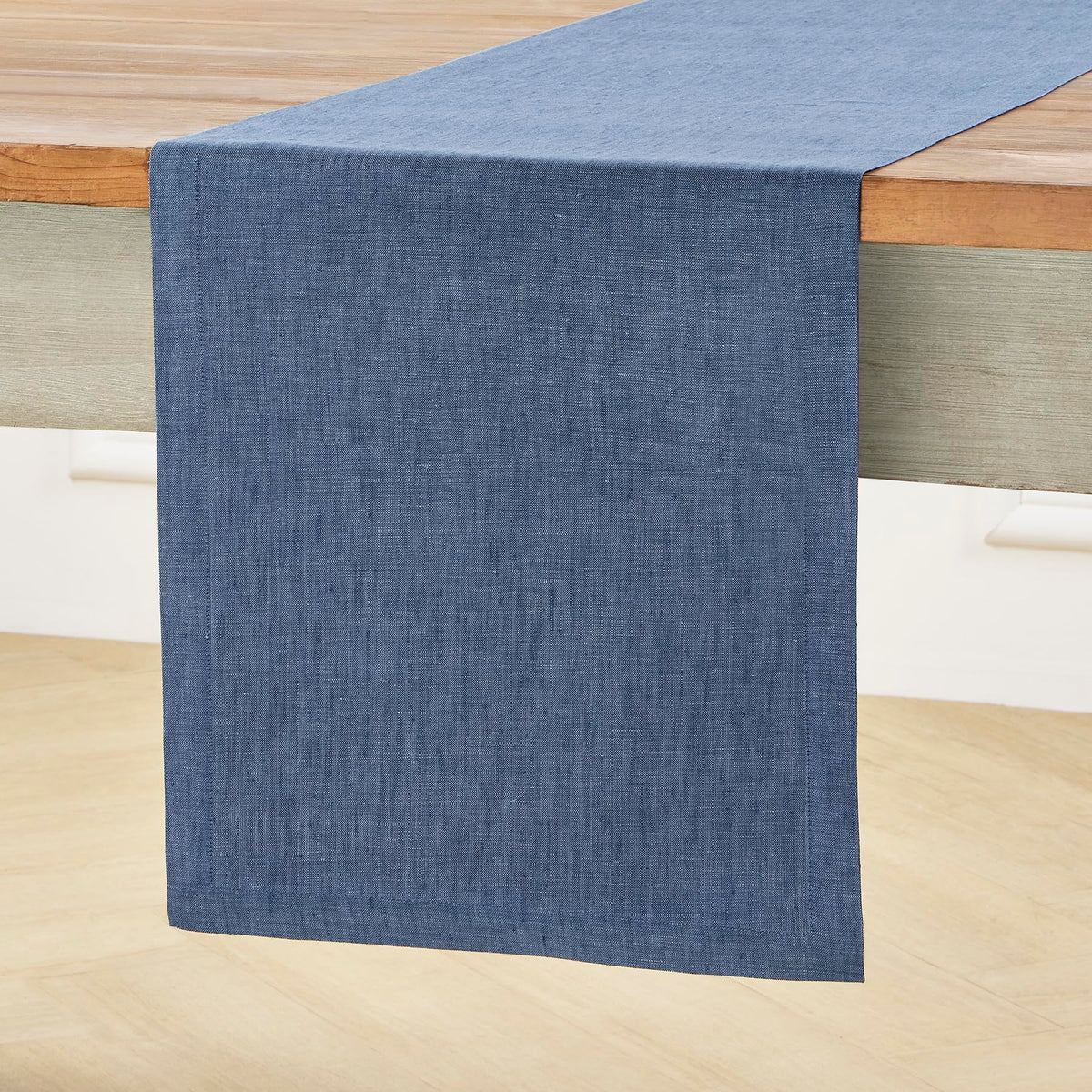 Solino Home 100% Pure Linen Table Runner Natural Long, Athena 14 x 108 in