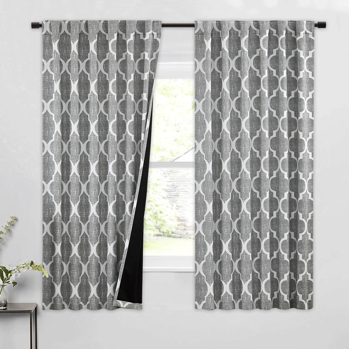 Beauoop Moroccan 100% Blackout Curtains Bedroom Brown Grey 50x84 2 Panels