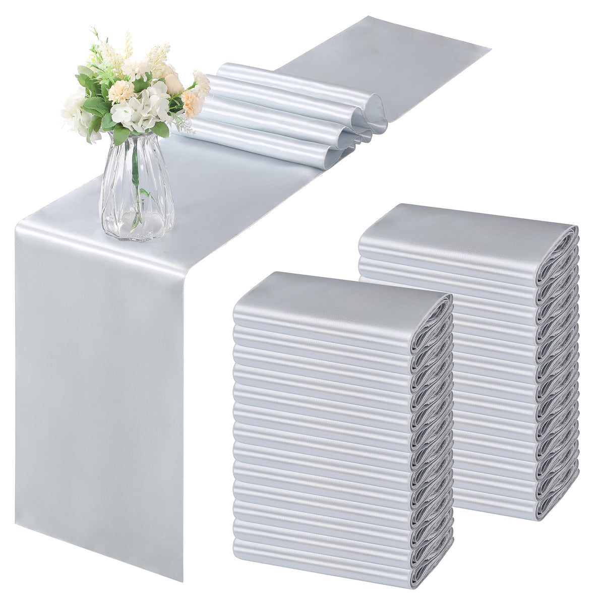 Horbaunal 24 Pack Sage Green Satin Table Runner 12 x 108 Inch