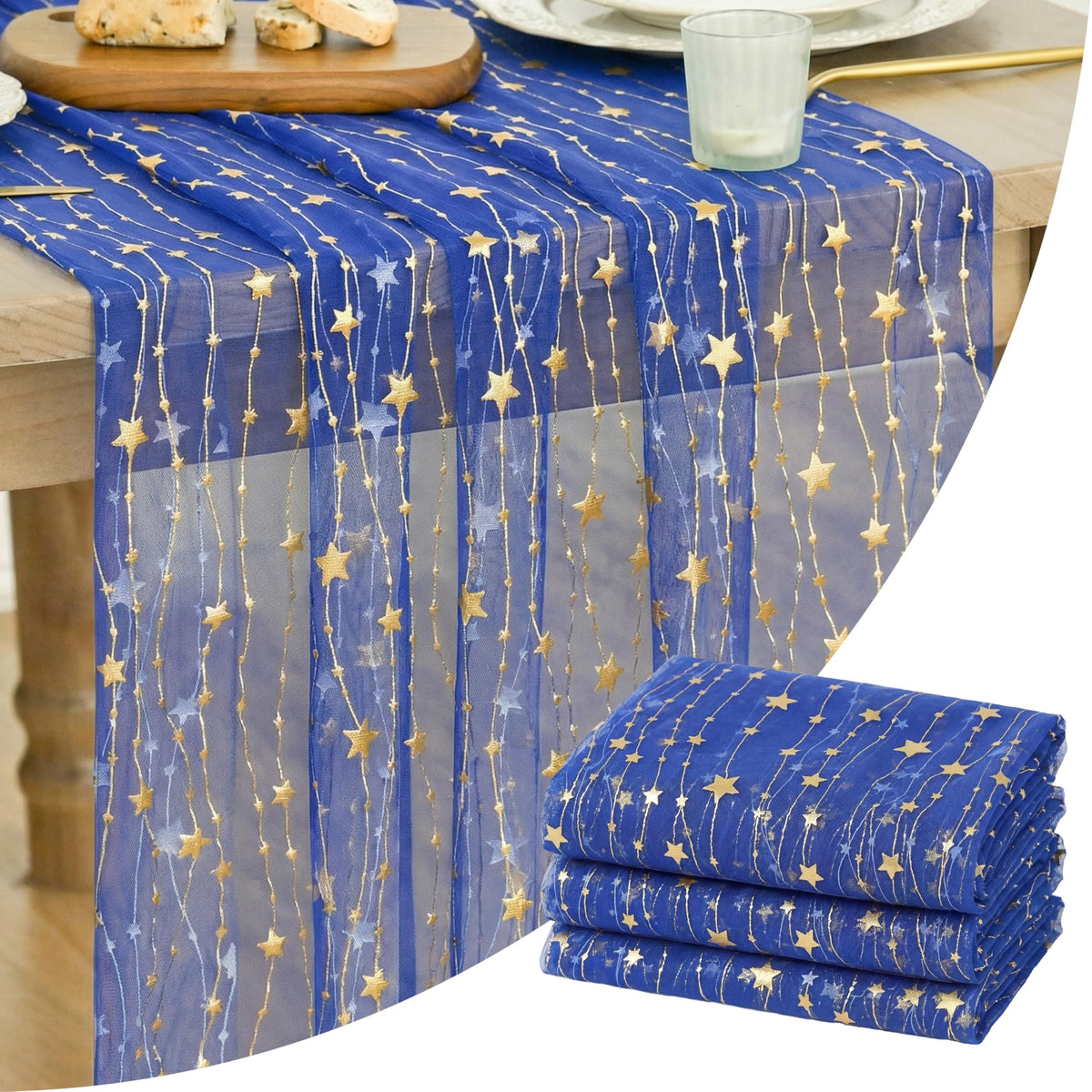 Artoid Mode Stars Pink Gauze Table Runner 10FT, Glitter Metallic Foil Sheer Dining Wedding Anniversary Holiday Birthday Table Decor for Home Party