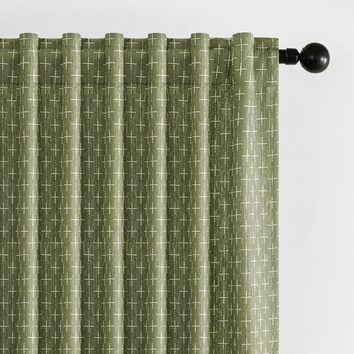 MIULEE Christmas Farmhouse Linen Curtains, Back Tab, 52Wx84L, Olive Green