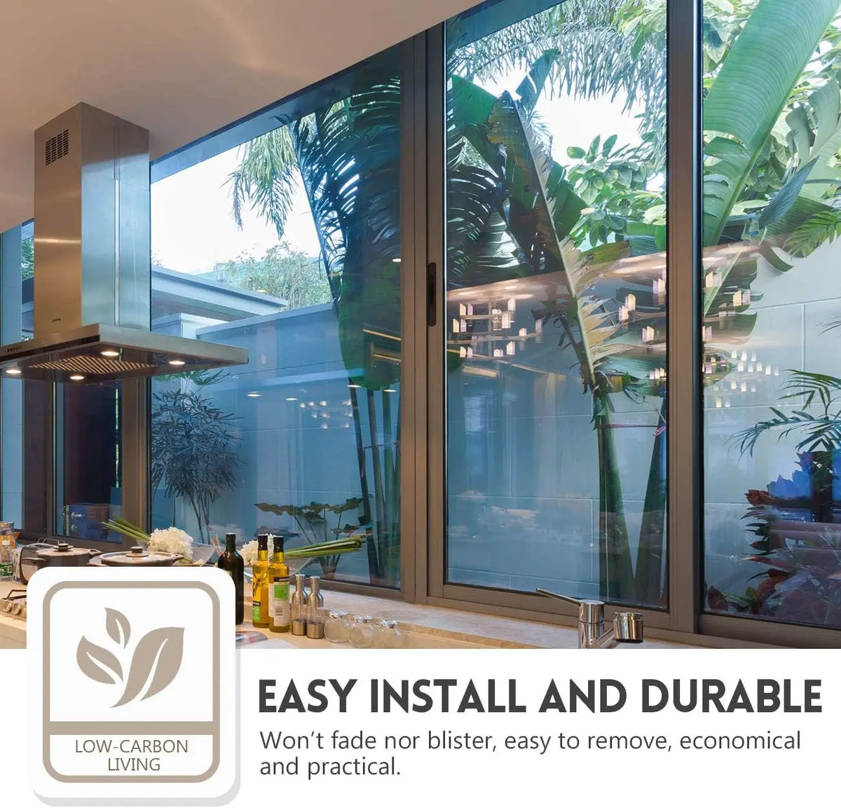 Window Privacy Film One Way Daytime Privacy Static Cling Sun Blocking Anti UV Reflective Window Tint for Home and Office, Black-Silver, 17.5 Inch X 6.5 Feet