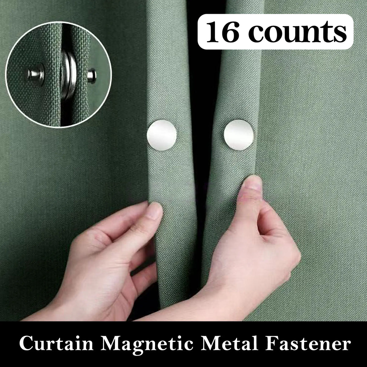 16 Counts Magnetic Curtain Clips Magnetic Suction Closure Curtain Magnets Stop Light Infiltration Keep Curtain Closed for Home Bedroom Office Draperies