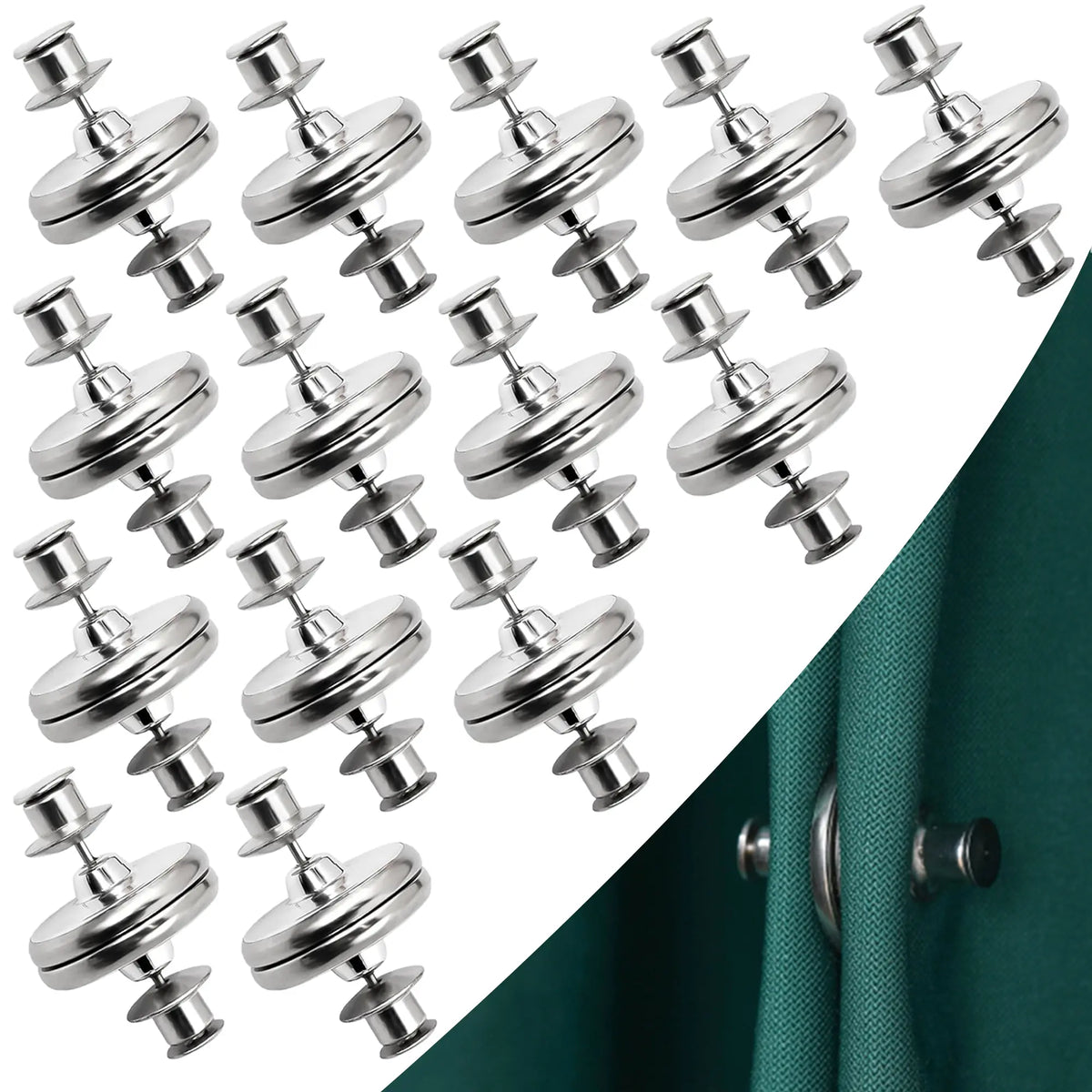 16 Counts Magnetic Curtain Clips Magnetic Suction Closure Curtain Magnets Stop Light Infiltration Keep Curtain Closed for Home Bedroom Office Draperies